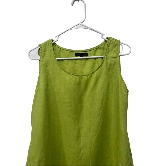 For Cynthia Kiwi Green Asymmetrical Sleeveless Linen Blouse Size S Oversized - Picture 5 of 9